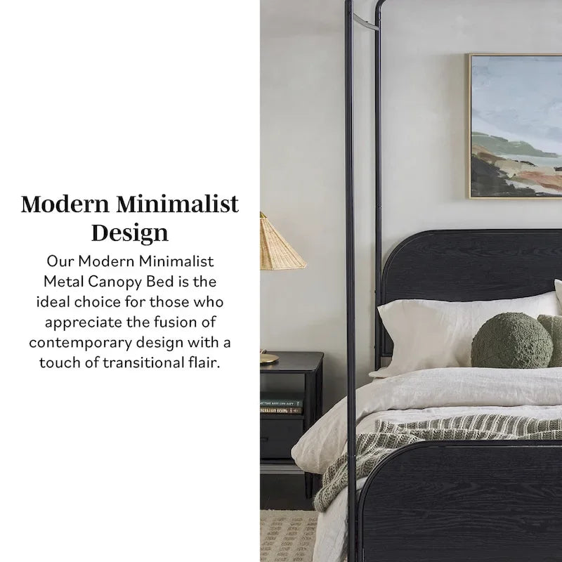 Lit à baldaquin moderne en métal courbé grandeur queen Middlebrook Designs