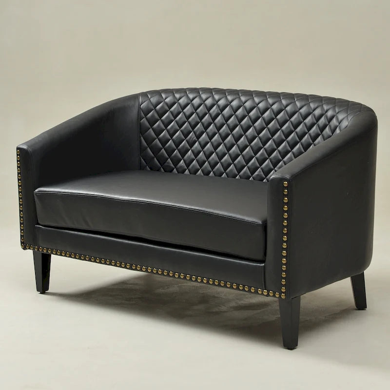 KINWELL 50W Petit canapé causeuse rembourré en similicuir capitonné