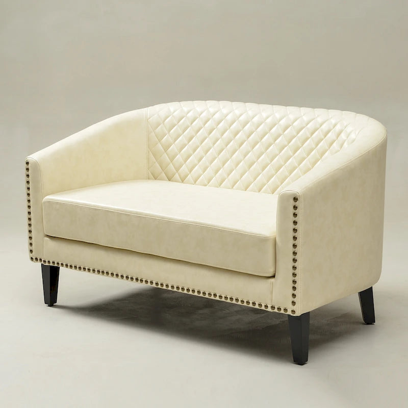 KINWELL 50W Petit canapé causeuse rembourré en similicuir capitonné