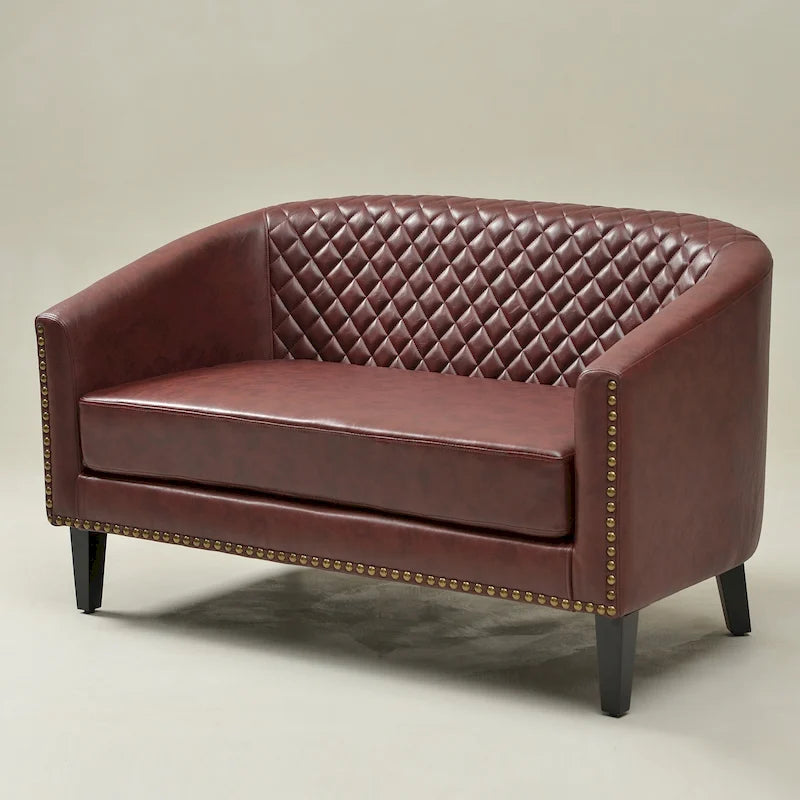 KINWELL 50W Petit canapé causeuse rembourré en similicuir capitonné