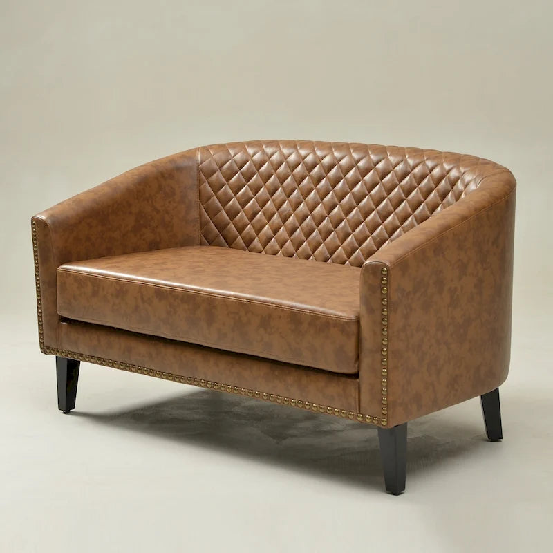 KINWELL 50W Petit canapé causeuse rembourré en similicuir capitonné