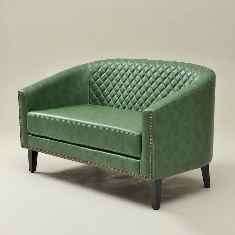 KINWELL 50W Petit canapé causeuse rembourré en similicuir capitonné