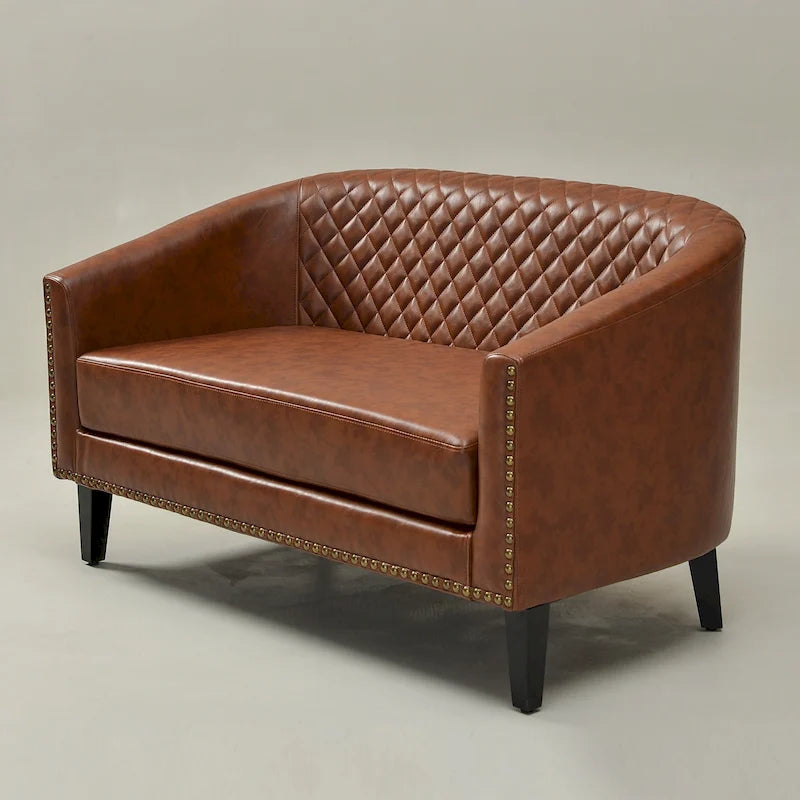 KINWELL 50W Petit canapé causeuse rembourré en similicuir capitonné