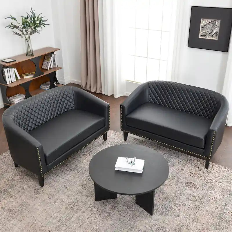 KINWELL 50W Petit canapé causeuse rembourré en similicuir capitonné