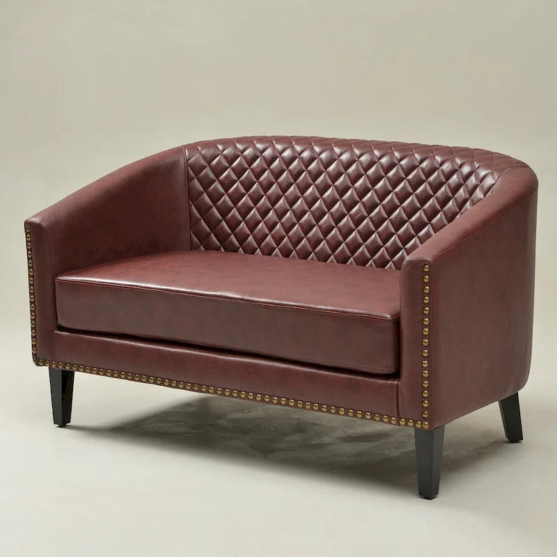 KINWELL 50W Petit canapé causeuse rembourré en similicuir capitonné