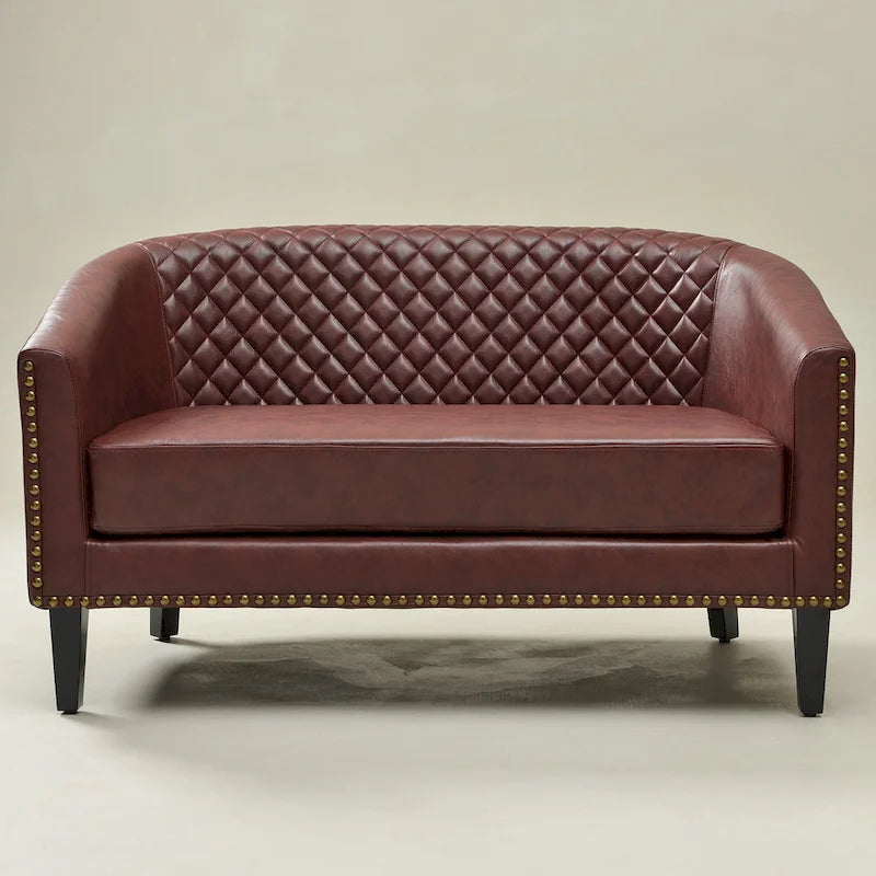 KINWELL 50W Petit canapé causeuse rembourré en similicuir capitonné