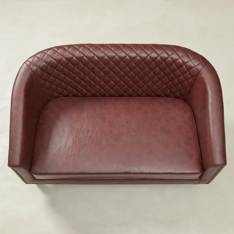 KINWELL 50W Petit canapé causeuse rembourré en similicuir capitonné