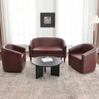 KINWELL 50W Petit canapé causeuse rembourré en similicuir capitonné