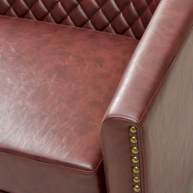 KINWELL 50W Petit canapé causeuse rembourré en similicuir capitonné