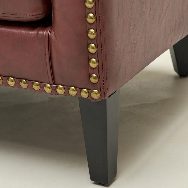 KINWELL 50W Petit canapé causeuse rembourré en similicuir capitonné