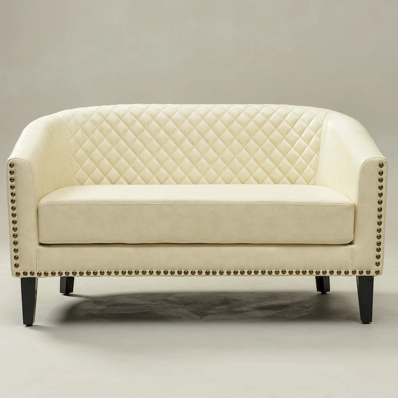 KINWELL 50W Petit canapé causeuse rembourré en similicuir capitonné