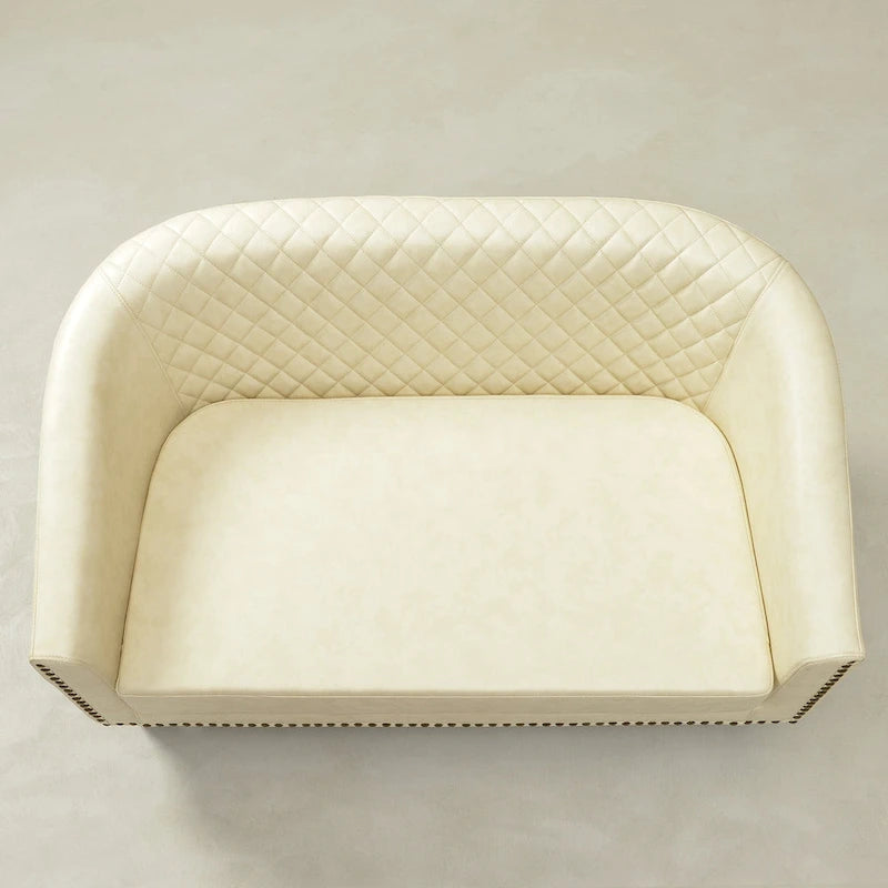 KINWELL 50W Petit canapé causeuse rembourré en similicuir capitonné