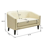 KINWELL 50W Petit canapé causeuse rembourré en similicuir capitonné