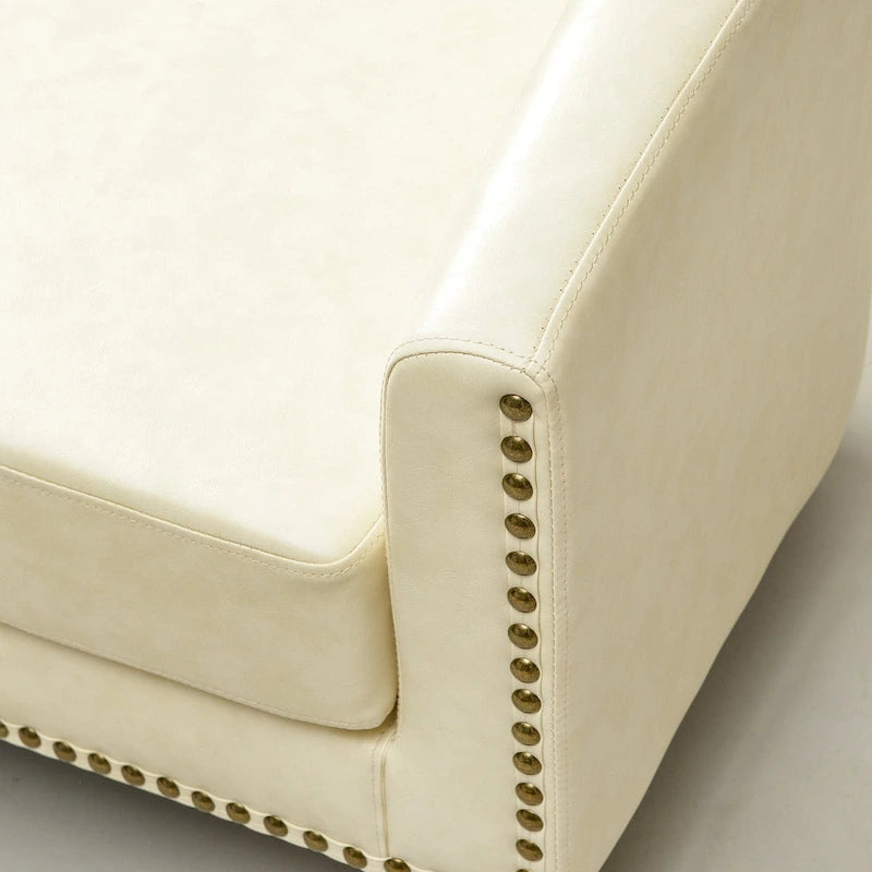 KINWELL 50W Petit canapé causeuse rembourré en similicuir capitonné