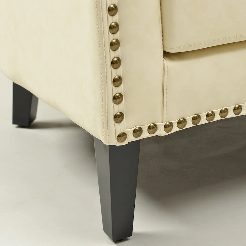 KINWELL 50W Petit canapé causeuse rembourré en similicuir capitonné