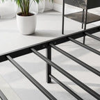 Lit double avec tête de lit de rangement, deux tiroirs et station de recharge