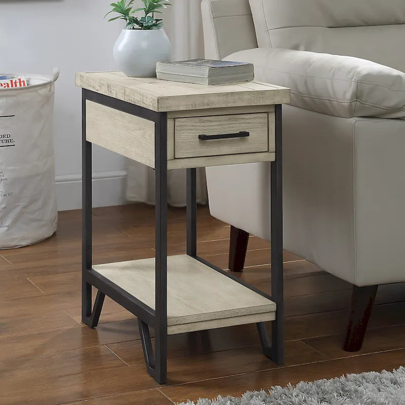 Table d'appoint en bois rustique Mingard de 20 pouces avec 1 étagère et 1 tiroir par Furniture of America
