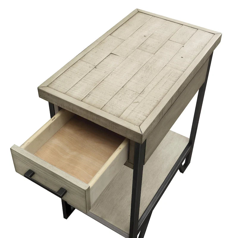 Table d'appoint en bois rustique Mingard de 20 pouces avec 1 étagère et 1 tiroir par Furniture of America