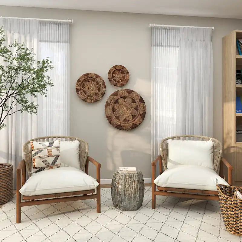 Joli tabouret en bois contemporain avec incrustation de coquillage