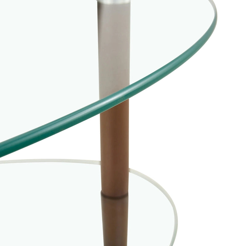 Table basse ovale en verre, Table basse transparente, table moderne de salon avec pieds en bois de chêne, table à thé