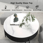 Table basse relevable ronde moderne de 80 cm avec rangement et 3 poufs