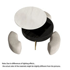 Table basse relevable ronde moderne de 80 cm avec rangement et 3 poufs