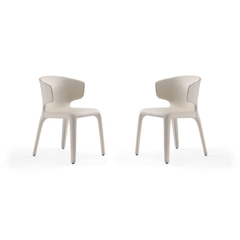 Chaise de salle à manger Conrad en similicuir crème (lot de 2)