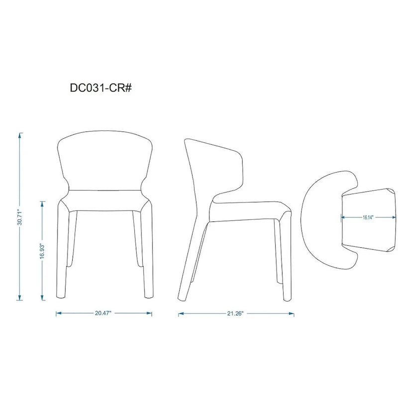 Chaise de salle à manger Conrad en similicuir crème (lot de 2)