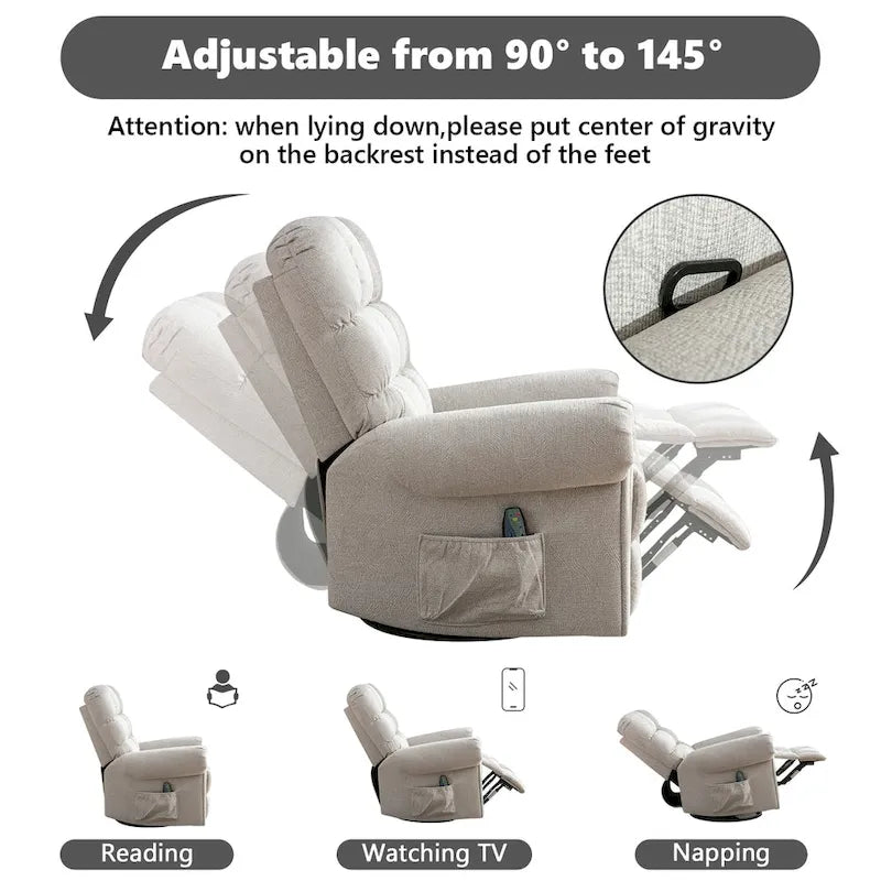 Fauteuils inclinables pivotants surdimensionnés pour homme fort