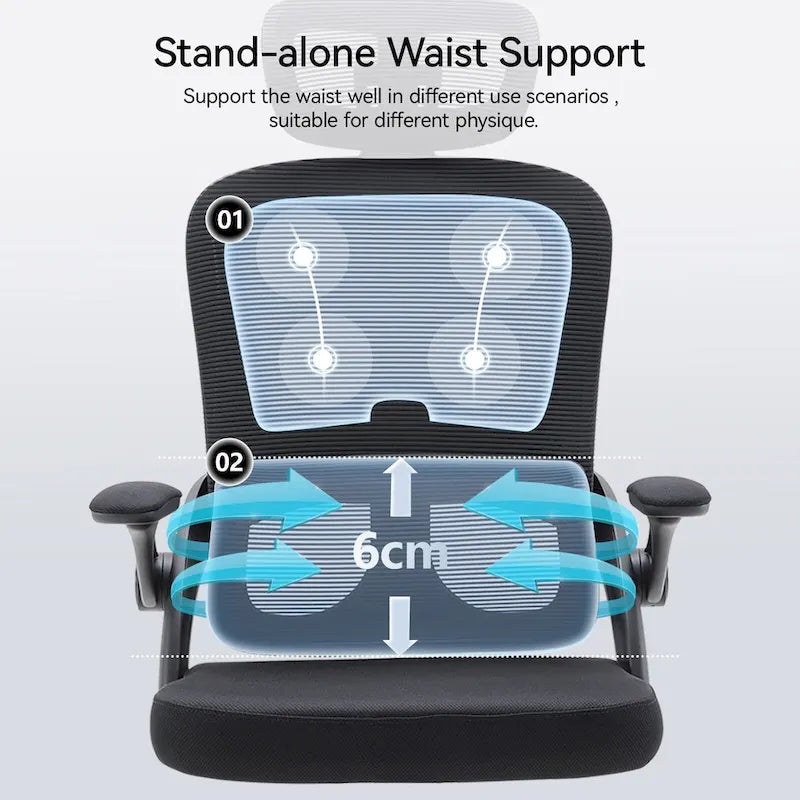 SIHOO Chaise de bureau ergonomique à dossier haut pour personnes grandes et fortes, noire - 75*70*126