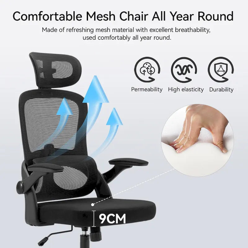 SIHOO Chaise de bureau ergonomique à dossier haut pour personnes grandes et fortes, noire - 75*70*126