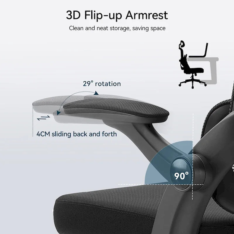 SIHOO Chaise de bureau ergonomique à dossier haut pour personnes grandes et fortes, noire - 75*70*126