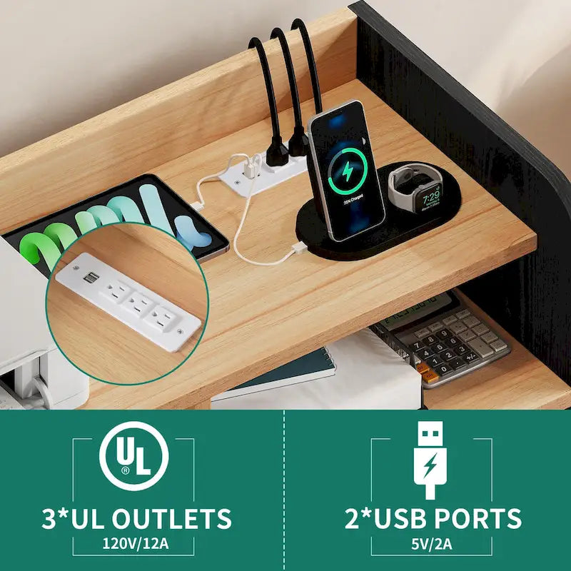 Meuble de rangement à roulettes Moasis à 2 tiroirs avec chariot support d'imprimante pour bureau à domicile