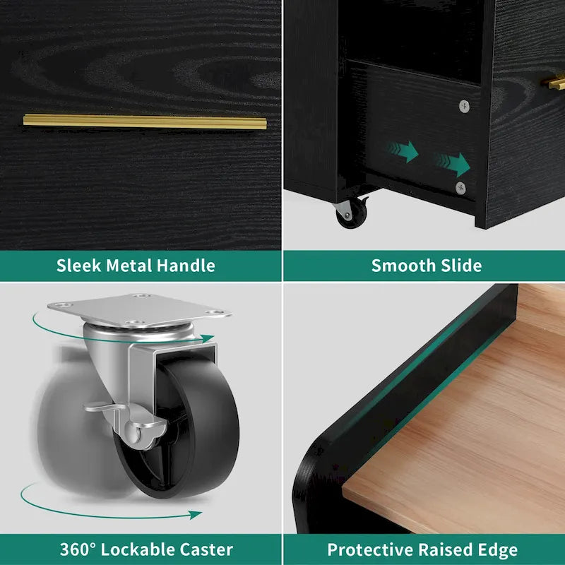 Meuble de rangement à roulettes Moasis à 2 tiroirs avec chariot support d'imprimante pour bureau à domicile