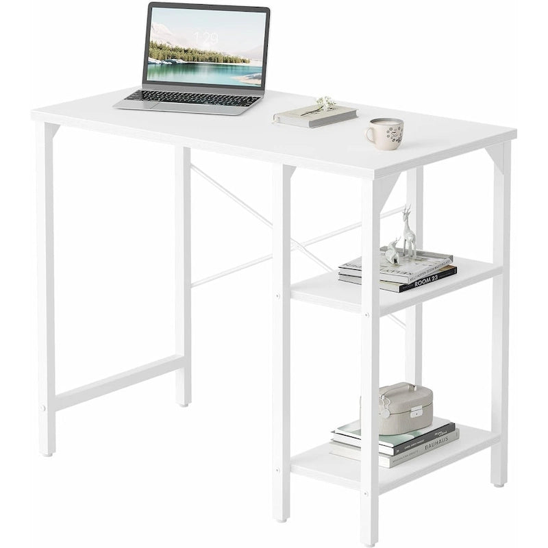 FEZIBO Petit bureau d'ordinateur, bureau à domicile de 35 pouces avec étagères de rangement, bureau d'étude
