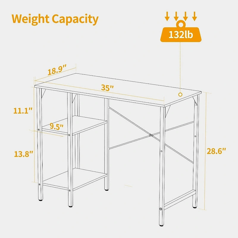 FEZIBO Petit bureau d'ordinateur, bureau à domicile de 35 pouces avec étagères de rangement, bureau d'étude