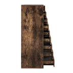 Étroite commode en bois à 9 tiroirs coulissants et étagère de rangement supérieure