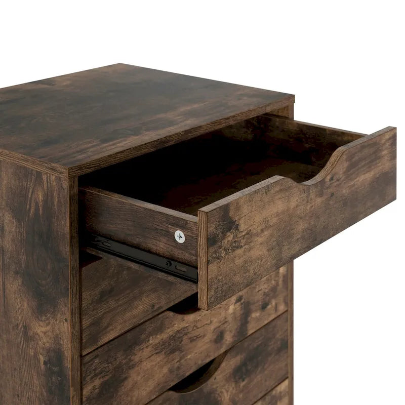 Étroite commode en bois à 9 tiroirs coulissants et étagère de rangement supérieure