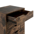 Étroite commode en bois à 9 tiroirs coulissants et étagère de rangement supérieure