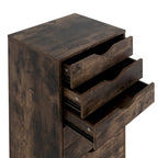 Étroite commode en bois à 9 tiroirs coulissants et étagère de rangement supérieure