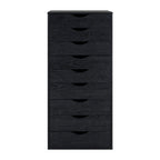 Étroite commode en bois à 9 tiroirs coulissants et étagère de rangement supérieure