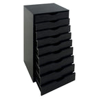 Étroite commode en bois à 9 tiroirs coulissants et étagère de rangement supérieure