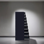 Étroite commode en bois à 9 tiroirs coulissants et étagère de rangement supérieure