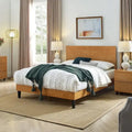 MUSEHOMEINC Mid Century Modern Solid Wood Platform Bed,Bed Frame with Adjustable Height Headboard,No Box Spring Needed