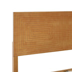 MUSEHOMEINC Lit plateforme en bois massif de style Mid-Century, cadre de lit avec tête de lit réglable en hauteur, pas besoin de sommier tapissier