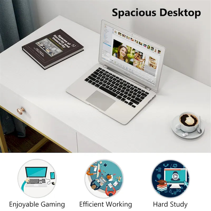 Bureau de travail et d'étude de 120 cm avec 2 tiroirs de rangement