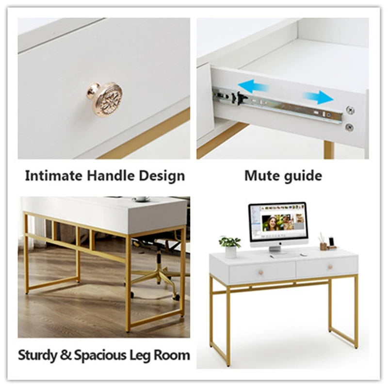 Bureau de travail et d'étude de 120 cm avec 2 tiroirs de rangement