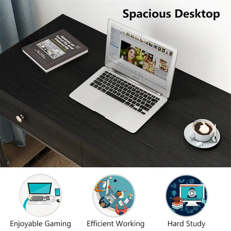 Bureau de travail et d'étude de 120 cm avec 2 tiroirs de rangement