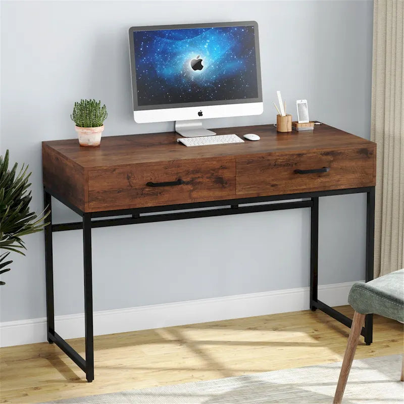 Bureau de travail et d'étude de 120 cm avec 2 tiroirs de rangement