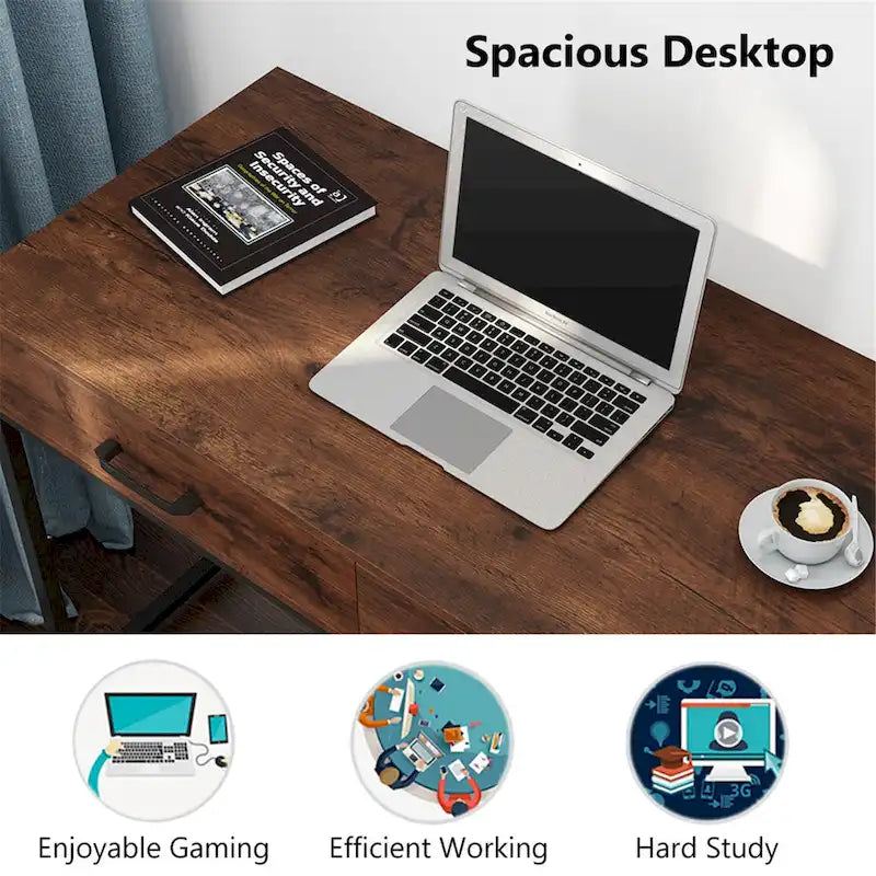 Bureau de travail et d'étude de 120 cm avec 2 tiroirs de rangement